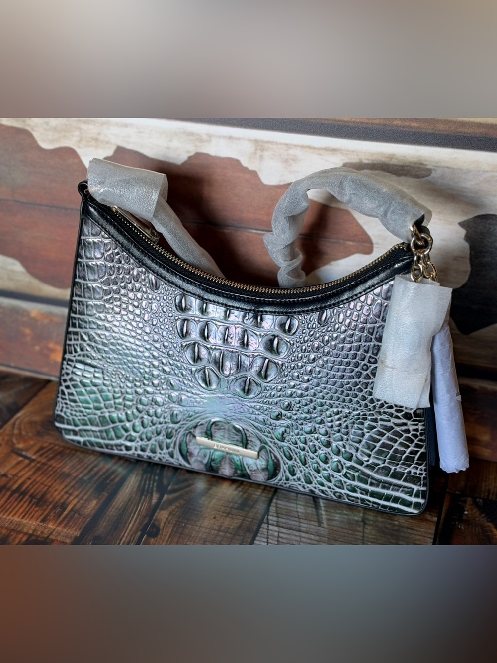 FIRM >> BRAHMIN NWT DUSK GLEAMING ESME SATCHEL ~ GENUINE LEATHER PRICE FIRM HTF - Picture 11 of 14